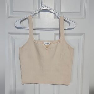 Bluivy Cream Ribbed Crop Top